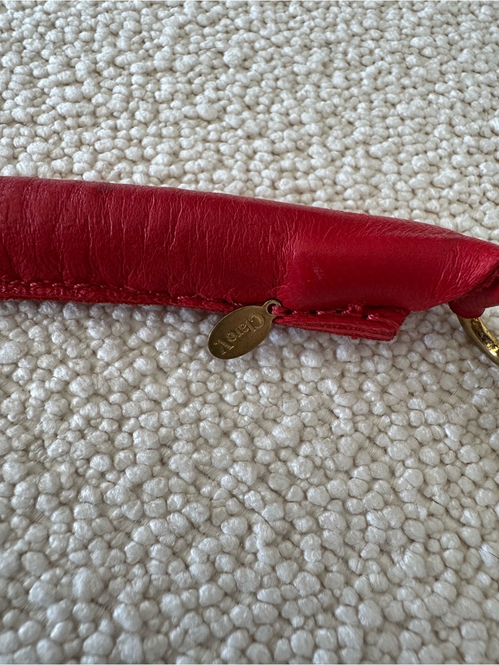 Clare V Red Leather Top Handle Purse Strap - Pairs Perfectly w/ Clare V Midi Sac - Picture 3 of 6